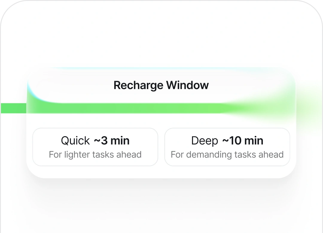 Advancify Recharge Window with quick and deep break options
